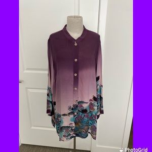 Citron silk shirt purple Asian 2X blouse